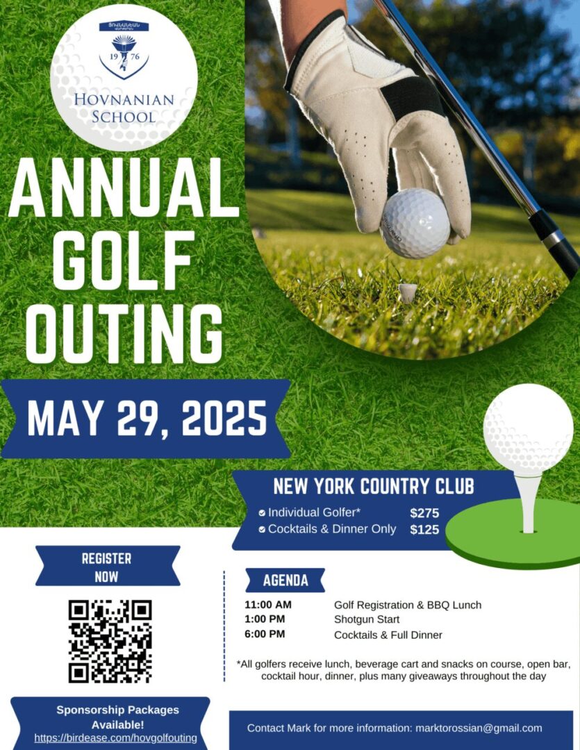 Flyer for the Annual Golf Outing at New York Country Club on May 29, 2025.