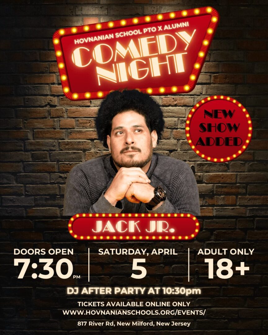 Comedy night poster featuring Jack Jr. with show details.